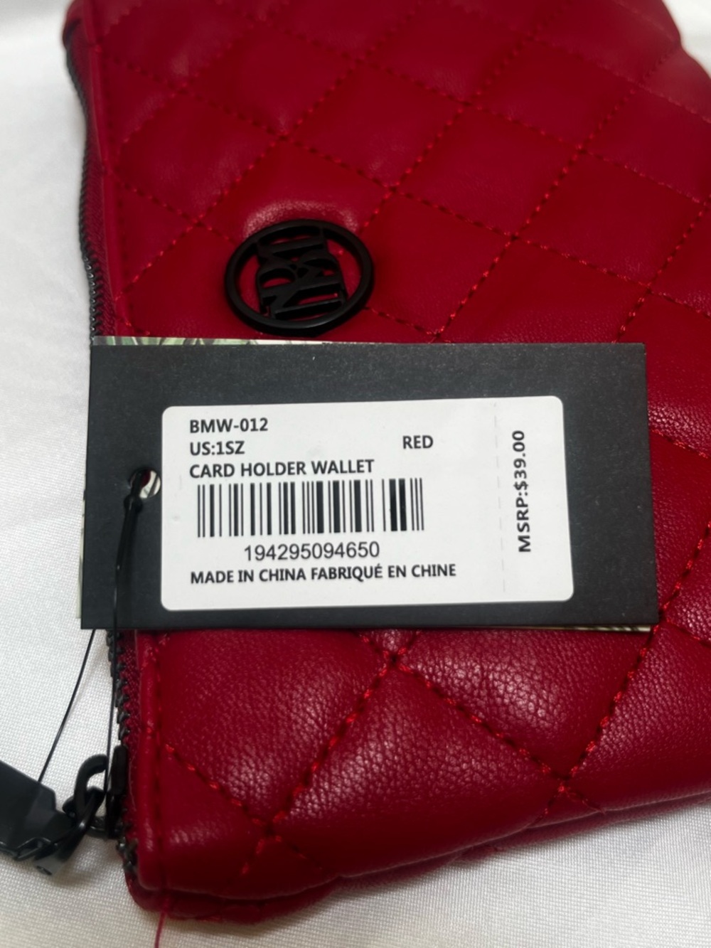 Badgley Mischka Red Quilted Card Holder Wallet Vegan Leather - Picture 7 of 9